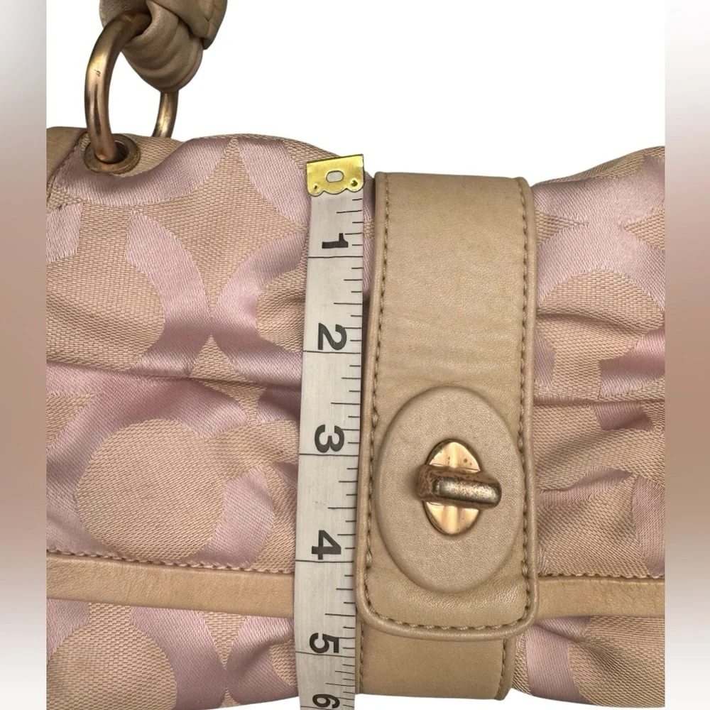 Coach Rare Pink and Beige Parker Bow Ruched Mini Small Shoulder Bag